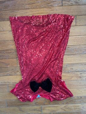 Girls Red Sequin Party Dress with Black Bow - Formal Sparkle